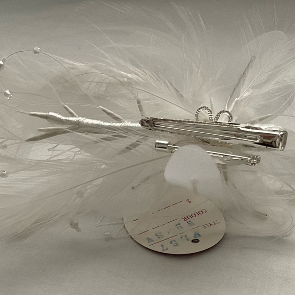 HAIR CLIP FLOWER & FEATHER WITH RHINESTONE, NEW BRIDAL - Picture 7 of 9